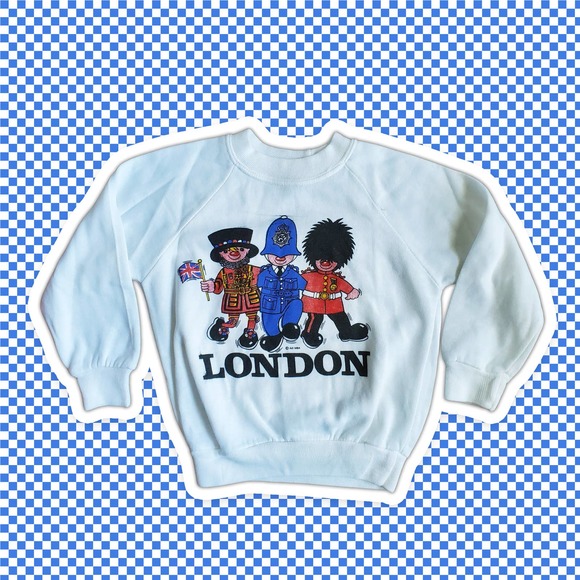 VTG 80s London UK England  Souvenir Kids Sweatshirt Sz 6/7 - Picture 1 of 8